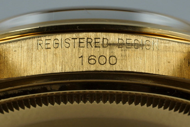 1972 Rolex YG DateJust 1600 Blue ‘Wide Boy’ Sigma Dial