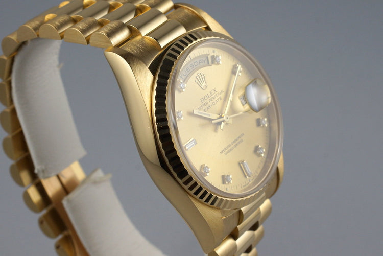 1991 Rolex YG Day-Date 18238 Factory Champagne Diamond Dial