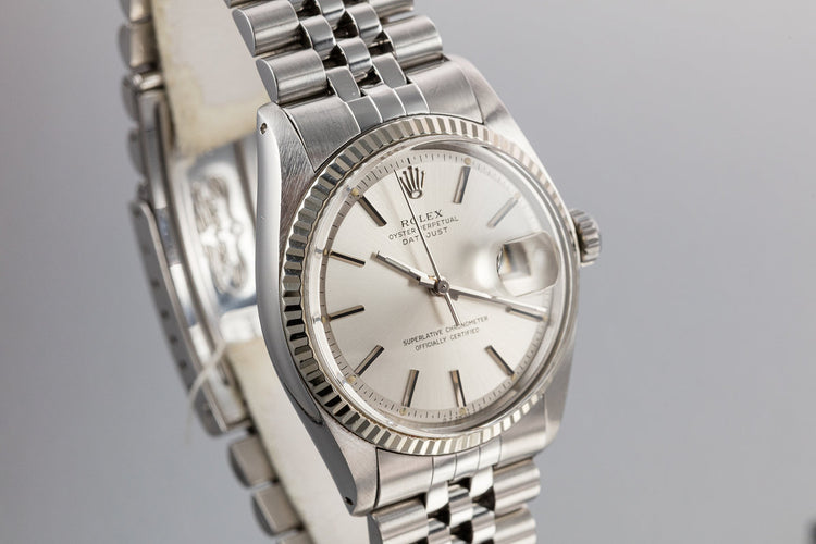 1978 Rolex DateJust 1601 Silver Sigma Dial with Service Papers