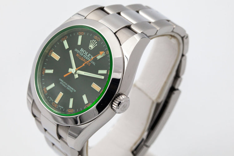2013 Rolex Milgauss Green 116400V with Box and Papers