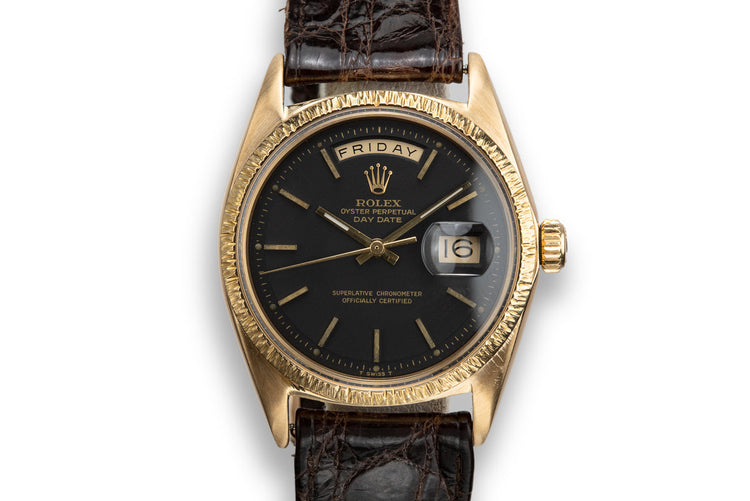 1969 Rolex 18K YG Day-Date 1807 Matte Black Dial
