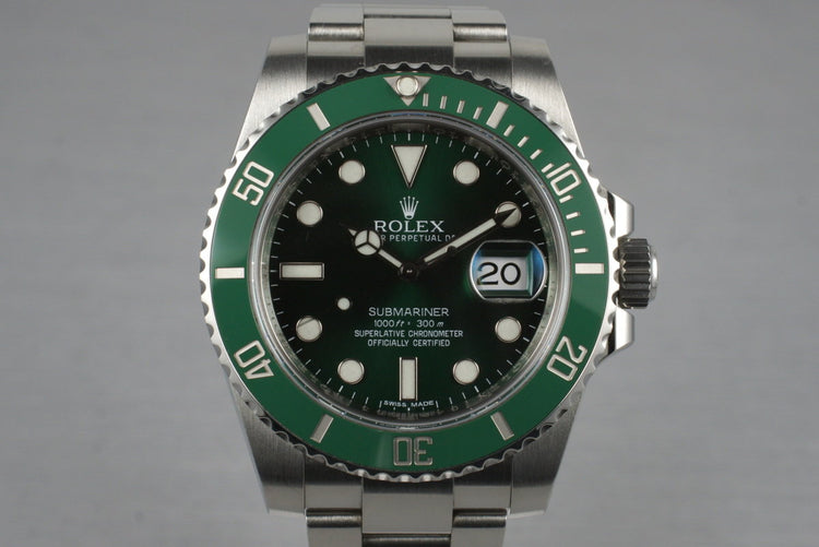 2010 Rolex Green Submariner 116610V with Box and Papers