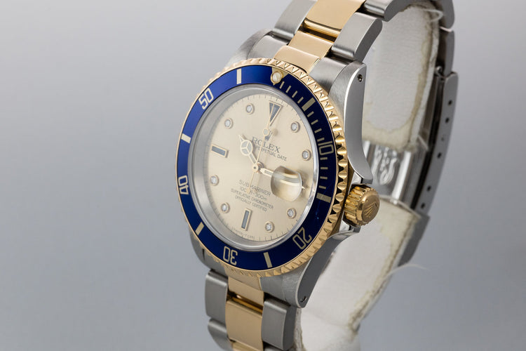 1991 Rolex Two-Tone Submariner Serti Dial with Box and Papers