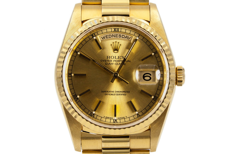 1991 Rolex YG Day-Date 18238 with Box and Papers