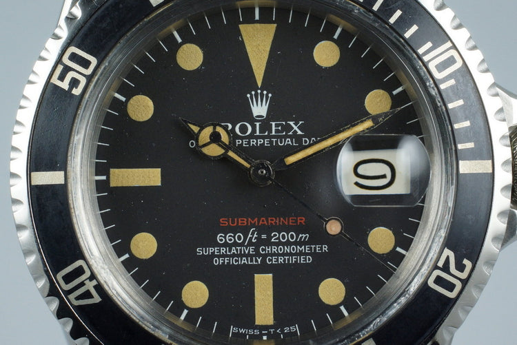 1971 Rolex Red Submariner 1680 Mark V Dial with Box and Papers