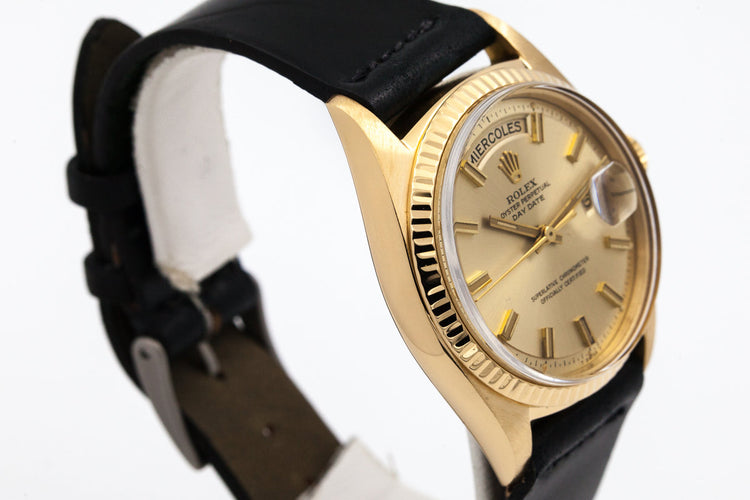 1969 Rolex YG Day-Date 1803 Wideboy Champagne Dial with Spanish Date Wheel