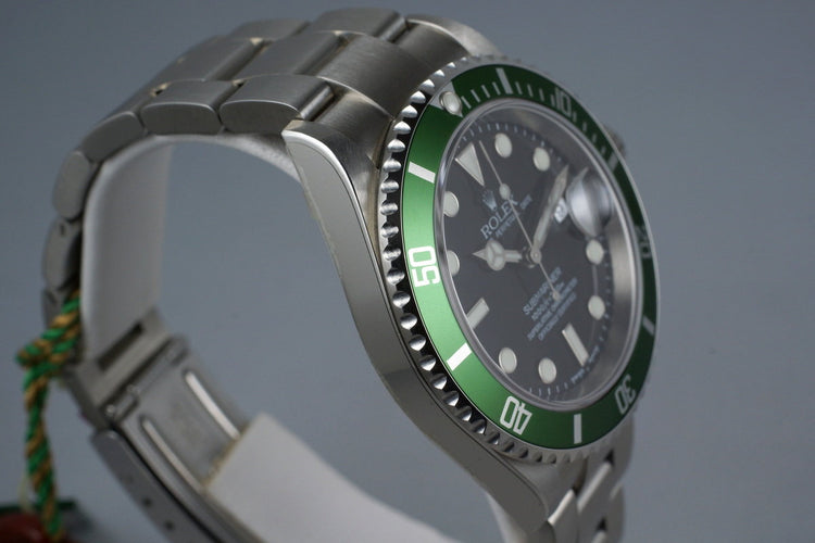 2004 Rolex Green Submariner 16610LV Mark I with Box and Papers MINT