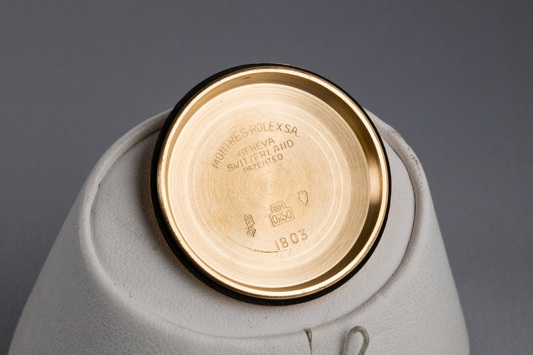 1972 Rolex 18K YG Day-Date 1803 with Matte Black Diamond Dial