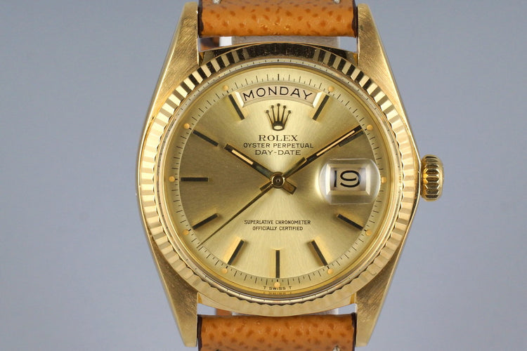 1975 Rolex YG Day-Date 1803 Champagne Dial with Box and Papers