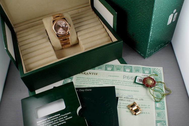 2000 President Rose Gold 118205 smooth bezel Oyster bracelet