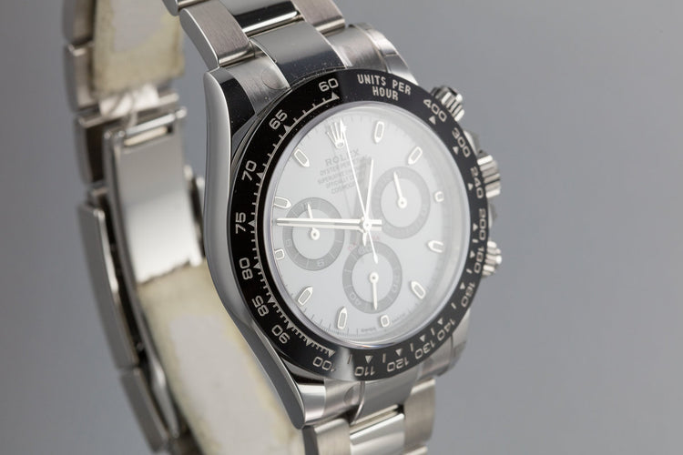 2019 Rolex Daytona 116500LN White Dial with Stickers and Box and Papers