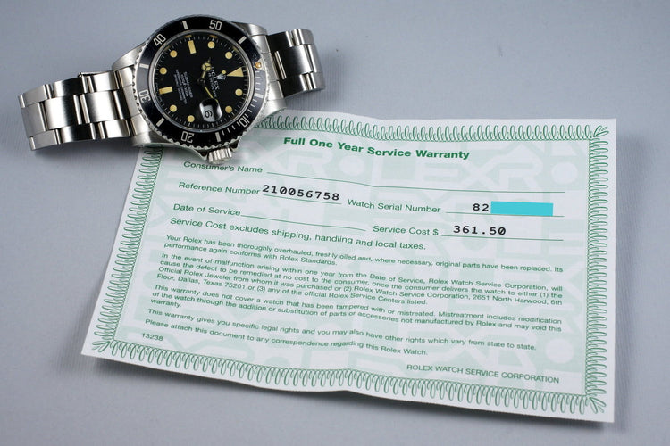 1983 Rolex Submariner 16800 with RSC Papers