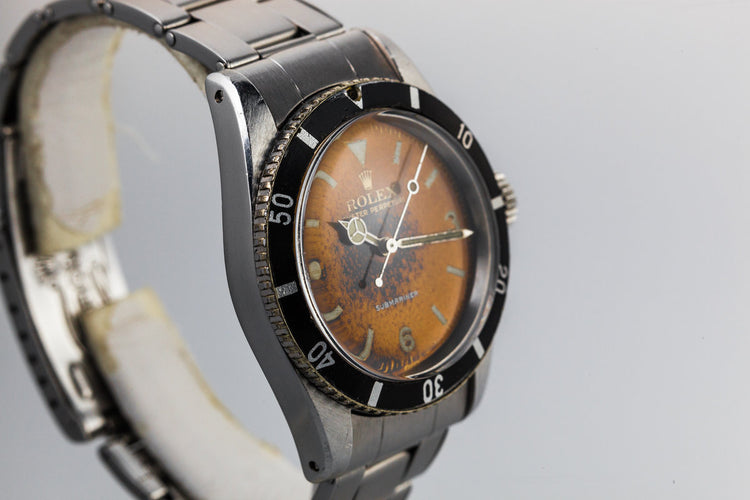 1954 Rolex Submariner Big Crown 6200 with Tropical Explorer 3, 6, 9 Dial and Big Logo Bracelet