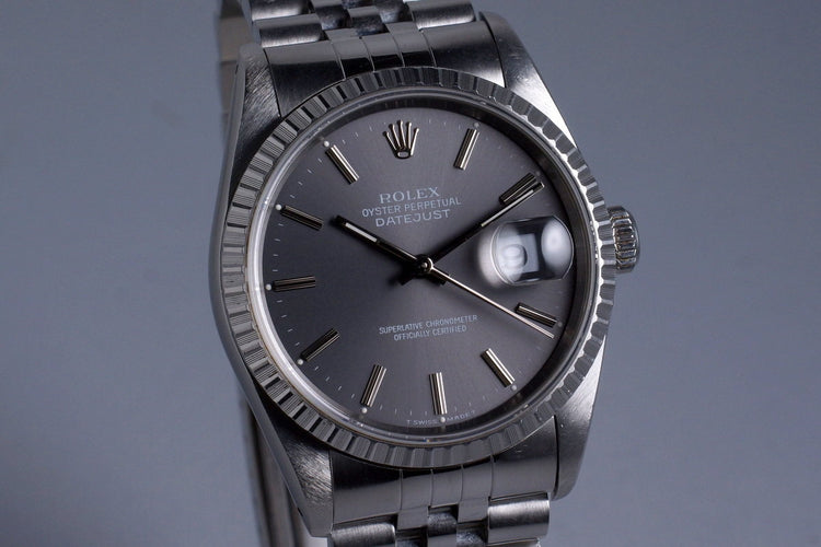 1991 Rolex DateJust 16220 Gray Dial with Box and Papers