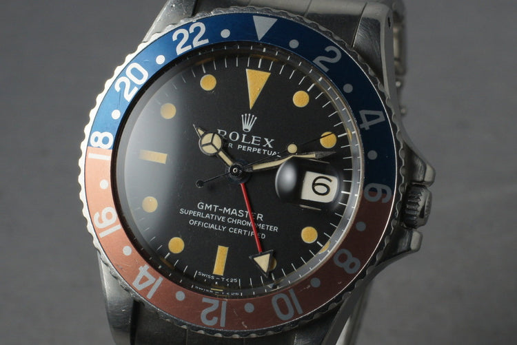 1970 Rolex GMT Ref: 1675 with Mark 1 dial and unpolished case