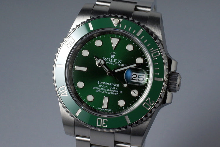 2015 Rolex Green Submariner 116610LV with Box and Papers