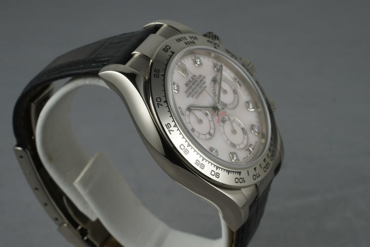 2002 Rolex WG Daytona Ref: 116519 with Mother of Pearl Diamond Dial