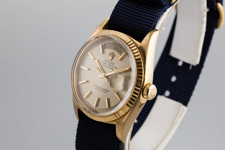 1969 Rolex 18K YG Day-Date 1803 Champagne Dial with Double Punch Papers and Box