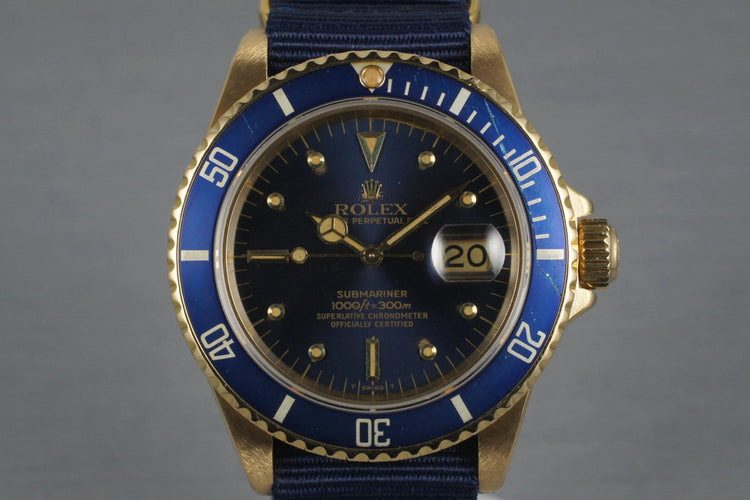 1980 Rolex 18K Submariner 16808 with Blue Nipple Dial