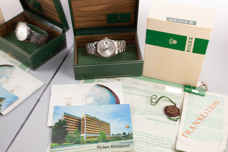 1974 Rolex DateJust 1603 Silver Sigma Dial with Box and Papers