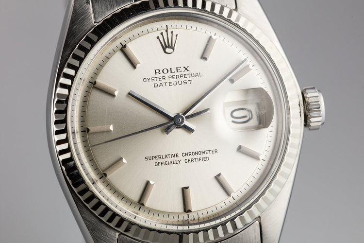 1973 Rolex DateJust 1601 No Lume Silver Dial with Box and Papers