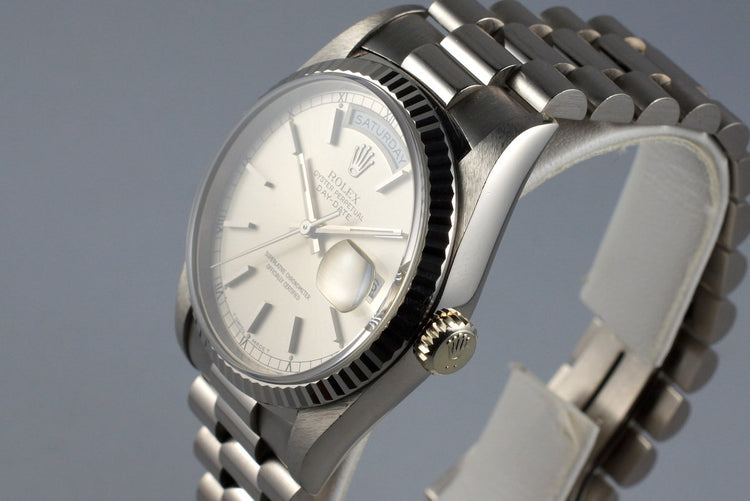 1995 Rolex WG Day-Date 18239 Silver Dial