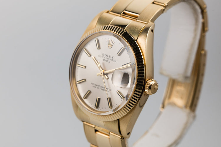 1980 Rolex 14K YG Date 1503 Silver Dial with Box