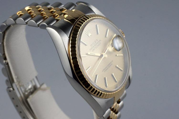 2001 Rolex Two Tone DateJust 16233 Tapestry Dial with Box and Papers