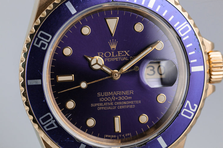 1982 Rolex YG Submariner 16808 with Purple Dial