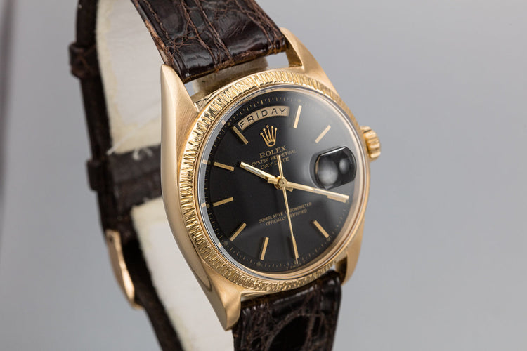 1969 Rolex 18K YG Day-Date 1807 Matte Black Dial