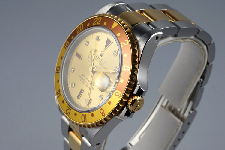 1991 Rolex Two Tone GMT II 16713 Serti Dial