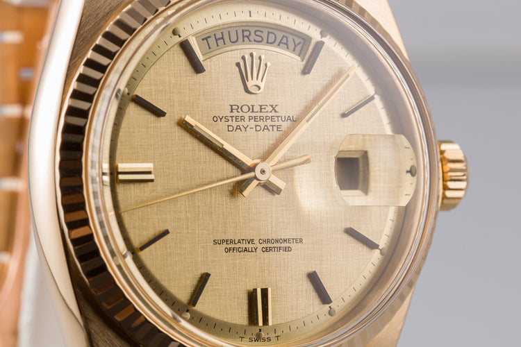 1971 18K YG Vintage Rolex Day-Date 1803 with Champagne Linen Dial