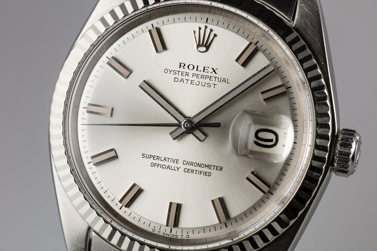 1972 Rolex DateJust 1601 with No Lume Silver Wideboy Dial