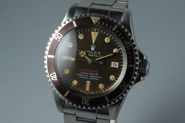 1969 Rolex Red Submariner 1680 Meters First Mark II BROWN dial with RSC Papers
