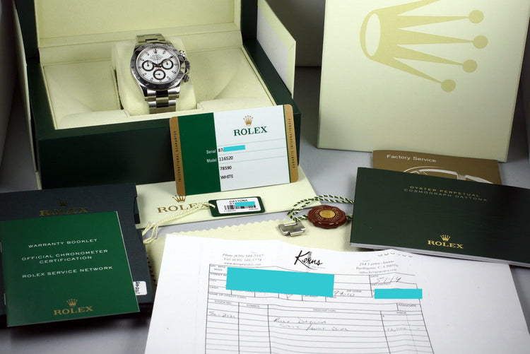 2014 Rolex Daytona 116520 White Dial with Box and Papers