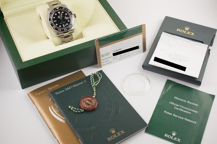 2009 Rolex Ceramic GMT-Master II Black Bezel Insert and Box and Papers