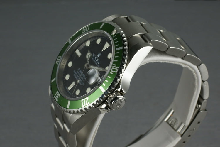 Rolex Green Submariner 16610 LV with Box and Papers