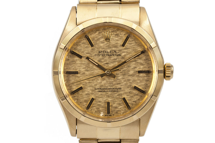 1971 Rolex Yellow Gold Oyster Perpetual 1005 Gold Mosaic Dial