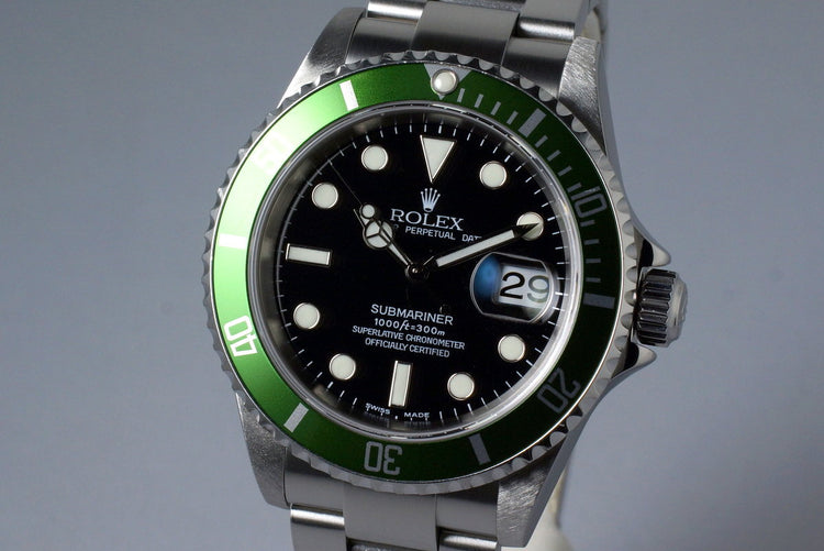 2004 Rolex Green Submariner 16610V Mark I Dial with Box and Service Papers