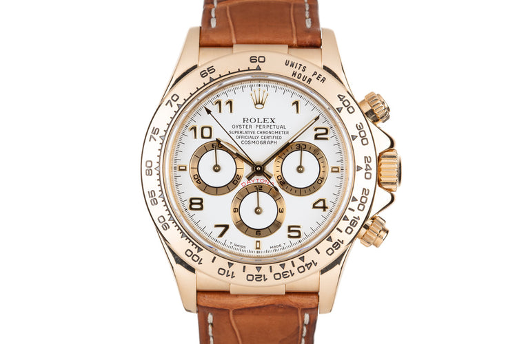 1995 Rolex 18K YG Zenith Daytona White Arabic Dial with Box and Service Papers