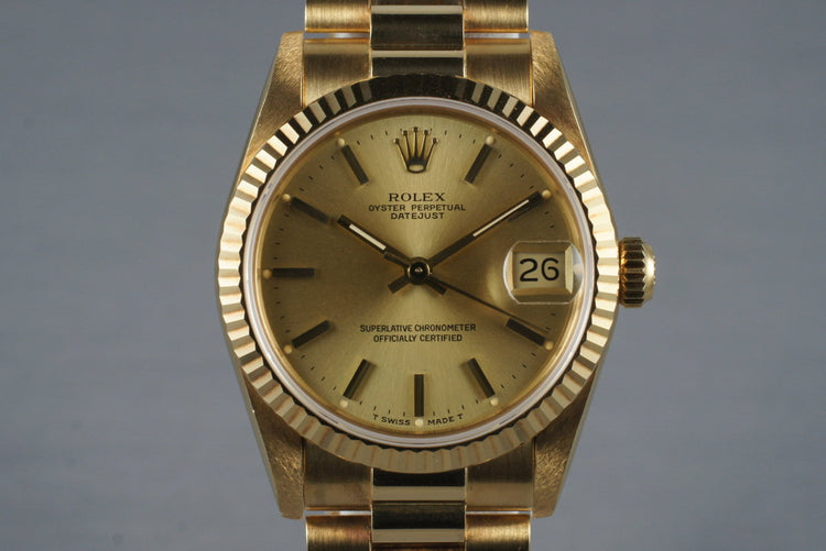 1986 Rolex 18K MidSize Datejust 68278