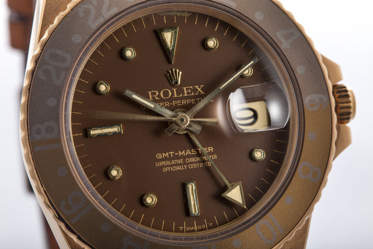 1969 Rolex 18K YG GMT 1675 Brown Dial and Concord Hands