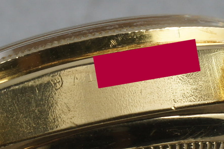 Rolex 18K Gold Datejust 6305 with Roulette date wheel and Serpico Y Laino