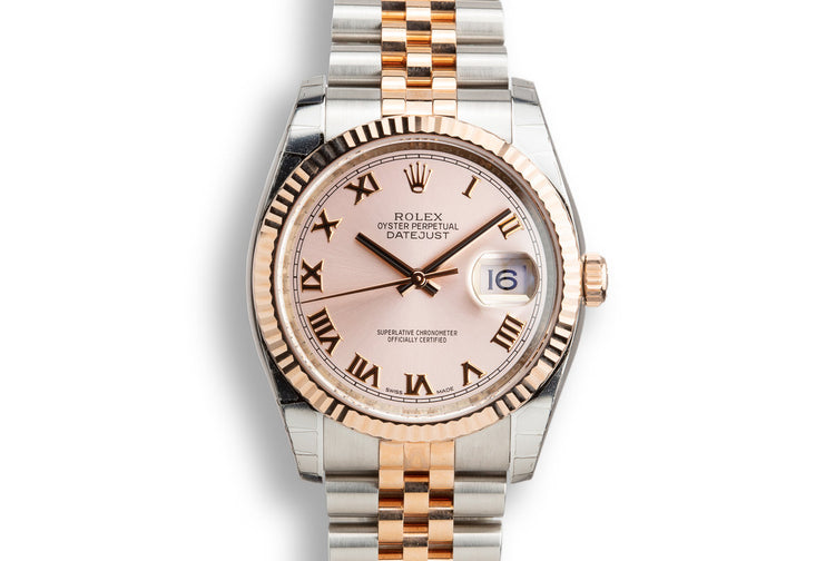 Mint 2018 Rolex Two-Tone Rose Gold and Stainless steel DateJust 116231 Rose Dial with Box and Papers