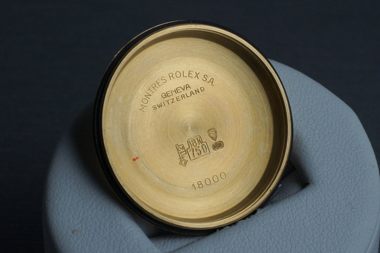 1982 Rolex YG Day Date 18038 with Black Tapestry Dial