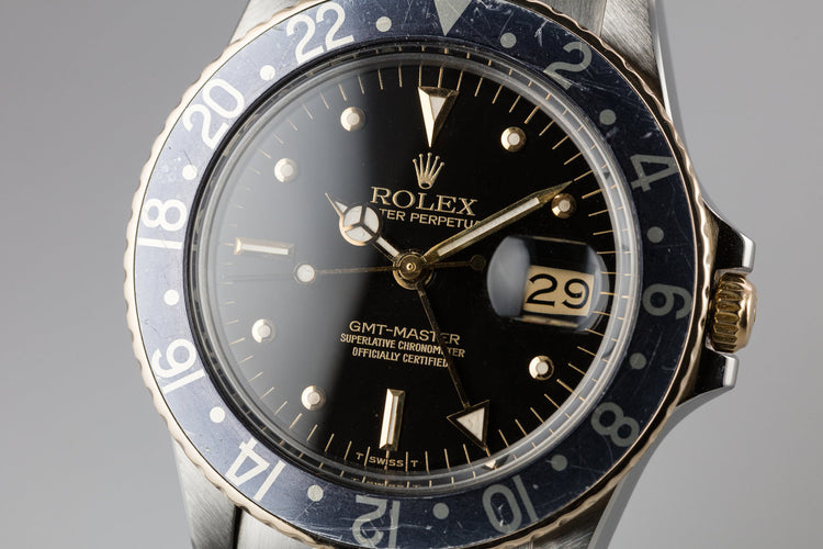 1981 Rolex Two-Tone GMT-Master 16753 Black Nipple Dial with Box and Papers