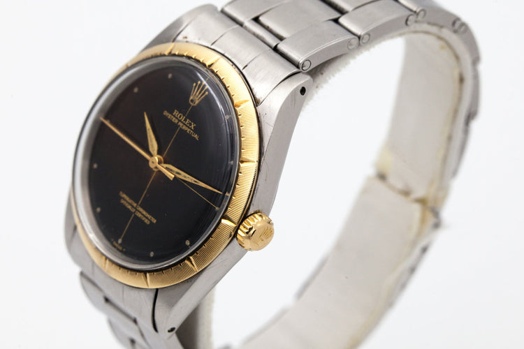 1965 Rolex Two Tone Oyster Perpetual 1008 Zephyr Dial and Bezel with Gilt Tropical Dial