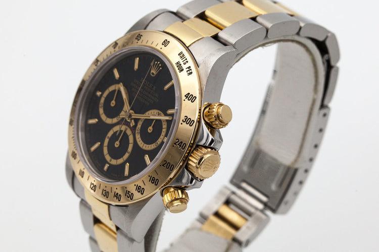 1989 Rolex Two Tone Zenith Daytona 16523 with Black Inverted 6 Dial