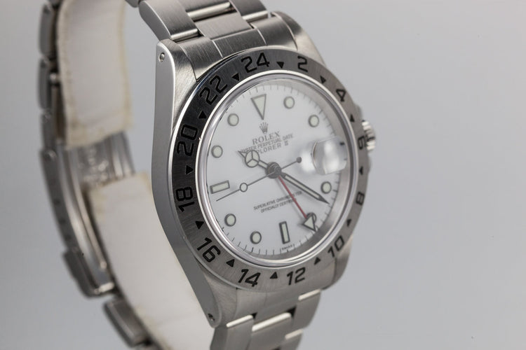 1999 Rolex Explorer II 16570 White SWISS only dial and Box and Papers