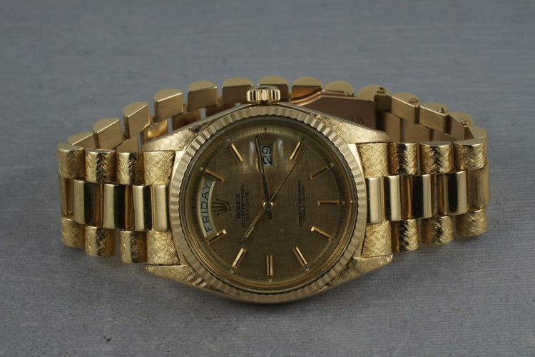 1970 Rolex Vintage President 1803 with Linen Dial and Morellis finish